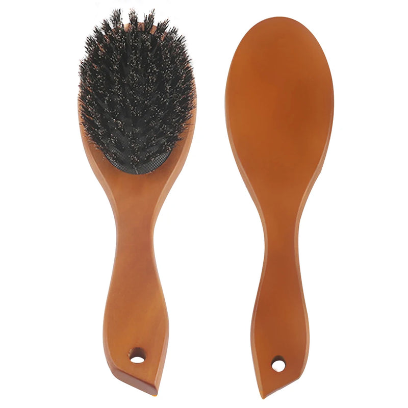 Natural Boar Bristle Brush Comb Anti-Static Oval Hairdressing Hair Styly Comb Wood Woman Hairbrush