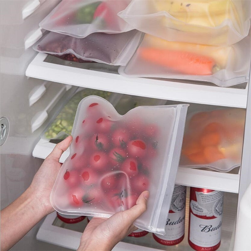 Saco de armazenamento de alimentos de silicone reutilizável