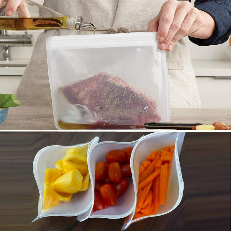 Saco de armazenamento de alimentos de silicone reutilizável