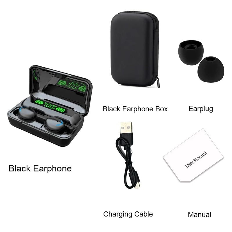 F9 Wireless Bluetooth Headphones Tws Waterproof Earbuds Earphones Digital Display Heaset Large Capacity Charging Case