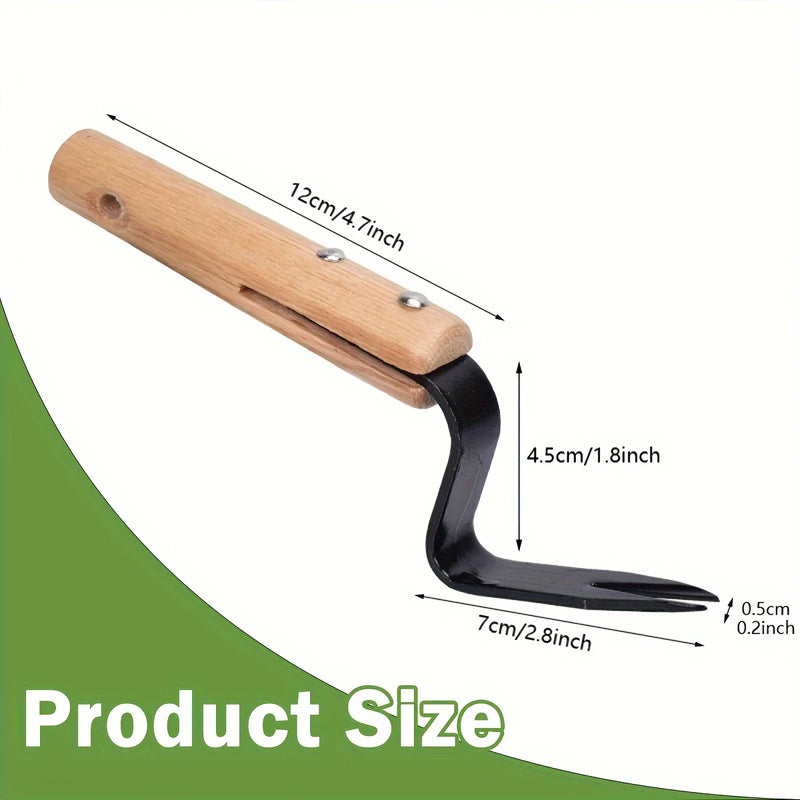 1pc Premium Handheld Weeder Tool - Durable Metal Fork with Wooden Handle for Easy Dandelion & Weed Removal, Garden Essential