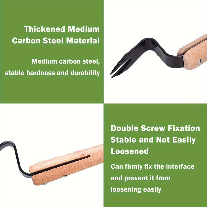 1pc Premium Handheld Weeder Tool - Durable Metal Fork with Wooden Handle for Easy Dandelion & Weed Removal, Garden Essential