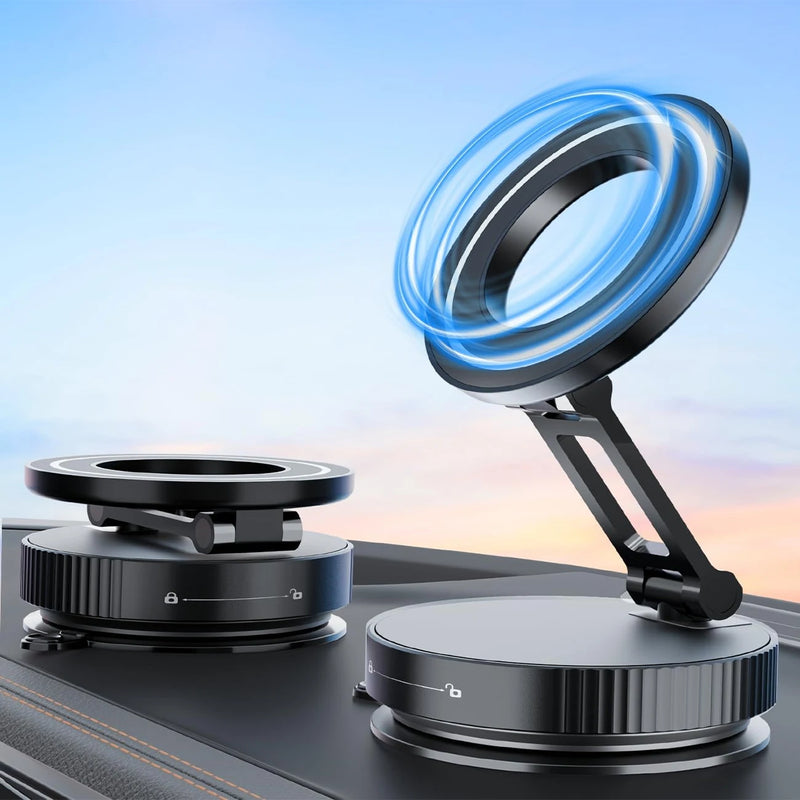 2026 Upgraded Vacuum Magnetic Car Phone Holder 360° Reinforced 96LBS Ultra Suction Cup Phone Mount for MagSafe Cell Phone