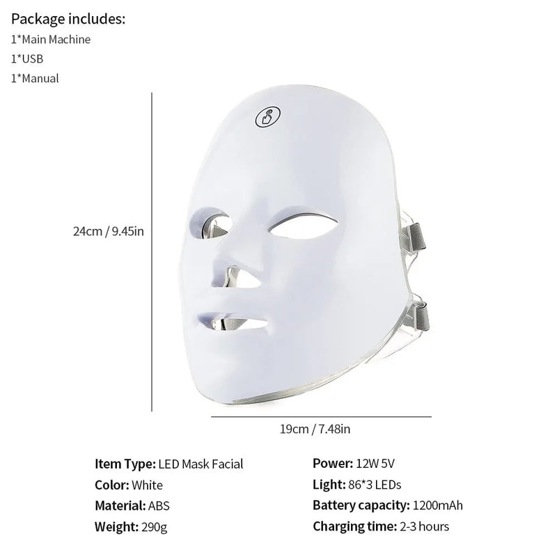 Máscara de beleza facial com LED