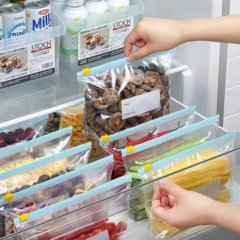 Bolsas Reutilizáveis ZipFresh – Armazenamento e Conservação de Alimentos