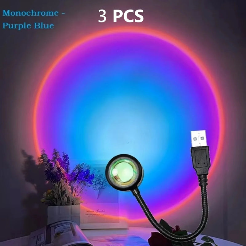 USB Sunset Sunset Ambiance Light Self Photography Light LED Rainbow Neon Night Light Projector Photography Wall Atmosphere Light