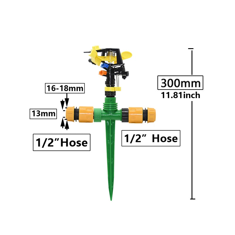 360 Degree Rotating Jet Sprinklers Double Outlet Rocker Nozzles1/2" Male Thread For Garden Farm Lawn Irrigation