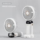 3000mAh Handheld Mini Fan Foldable Portable Neck Hanging Fans 5 Speed USB Rechargeable Fan with Phone Stand and Display Screen