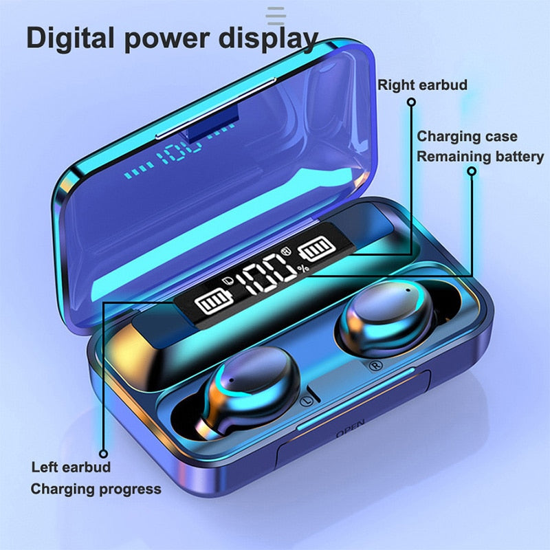 2022 NEW F9 upgrade TWS Bluetooth Earphones Wireless Headphone 9D Stereo Sports Waterproof Earbuds Headsets With Microphone