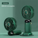 3000mAh Handheld Mini Fan Foldable Portable Neck Hanging Fans 5 Speed USB Rechargeable Fan with Phone Stand and Display Screen