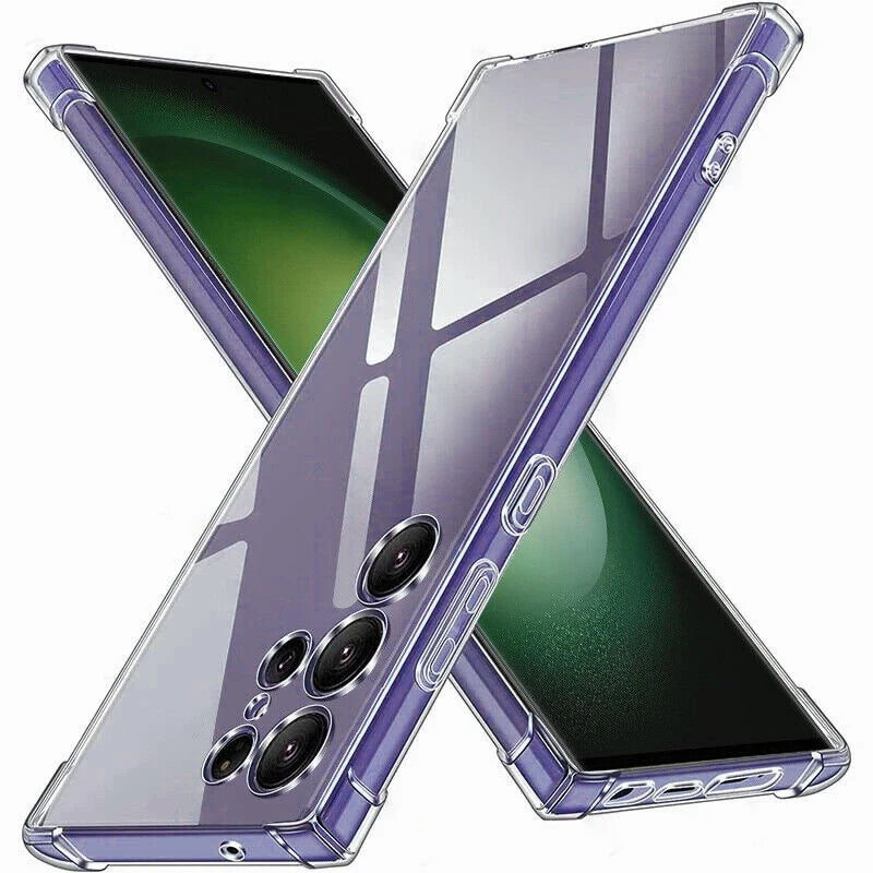 Clear Silicone Phone Case For Samsung Galaxy S24 Ultra S25 S23 S22 S21 FE Plus A53 A34 A54 5G Shockproof Bumper Soft Back Cover