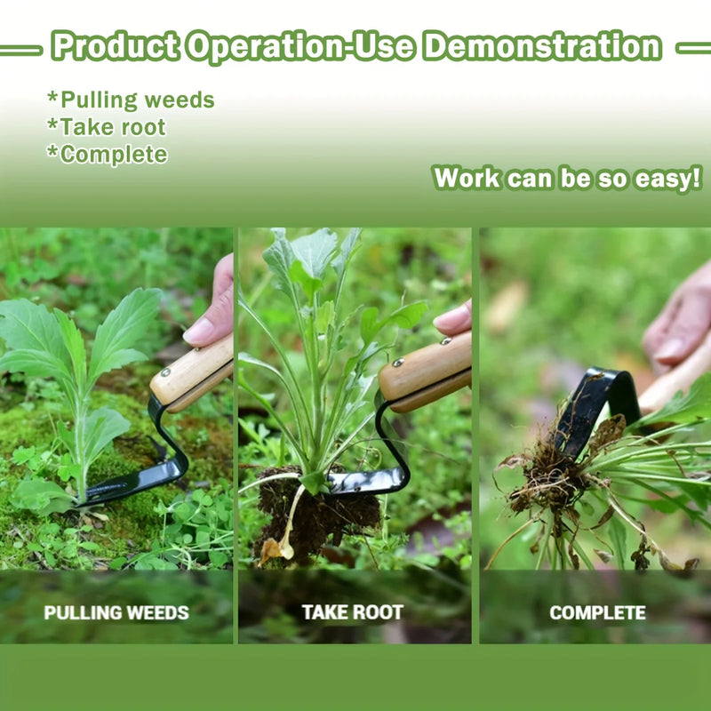 1pc Premium Handheld Weeder Tool - Durable Metal Fork with Wooden Handle for Easy Dandelion & Weed Removal, Garden Essential