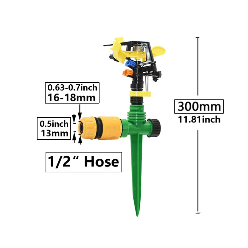360 Degree Rotating Jet Sprinklers Double Outlet Rocker Nozzles1/2" Male Thread For Garden Farm Lawn Irrigation