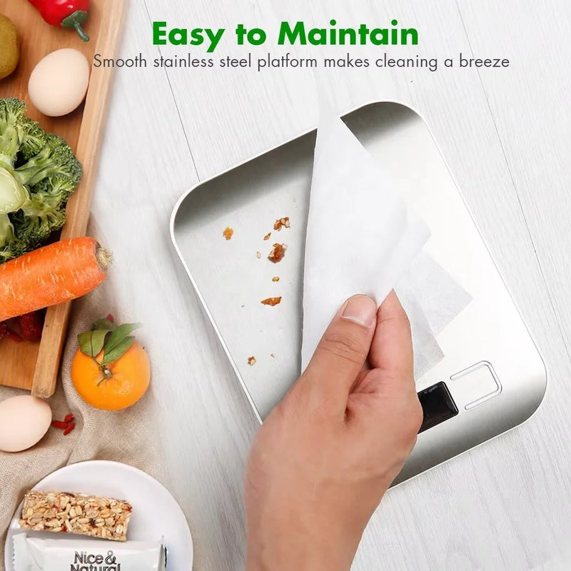 Balança digital elétrica multifuncional para cozinha de alimentos de 5 kg/1 g com visor LCD