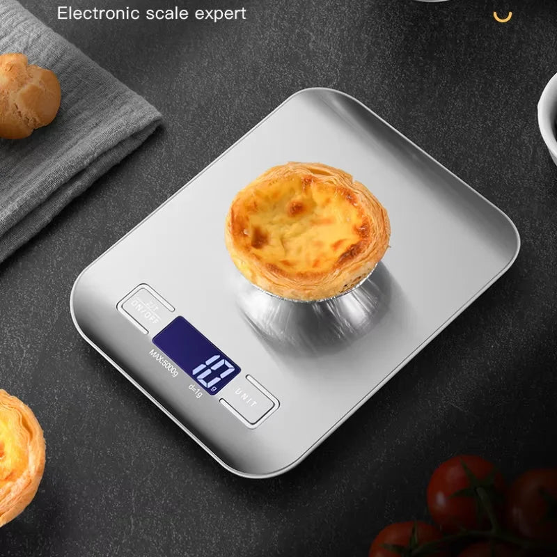 Balança digital elétrica multifuncional para cozinha de alimentos de 5 kg/1 g com visor LCD