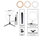 26cm 10 inch Led Ring Selfie Light Dimmable Photography Lighting Kit Usb Charge Lamp With Tripod For Live Video 120 Lamp Beads