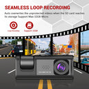 Dash Cam W/ IR Night Vision Loop Recording & 2" IPS Screen 1080P 3 Camera ， DVR recorder, video recorder, Vehicle DVR