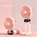 3000mAh Handheld Mini Fan Foldable Portable Neck Hanging Fans 5 Speed USB Rechargeable Fan with Phone Stand and Display Screen