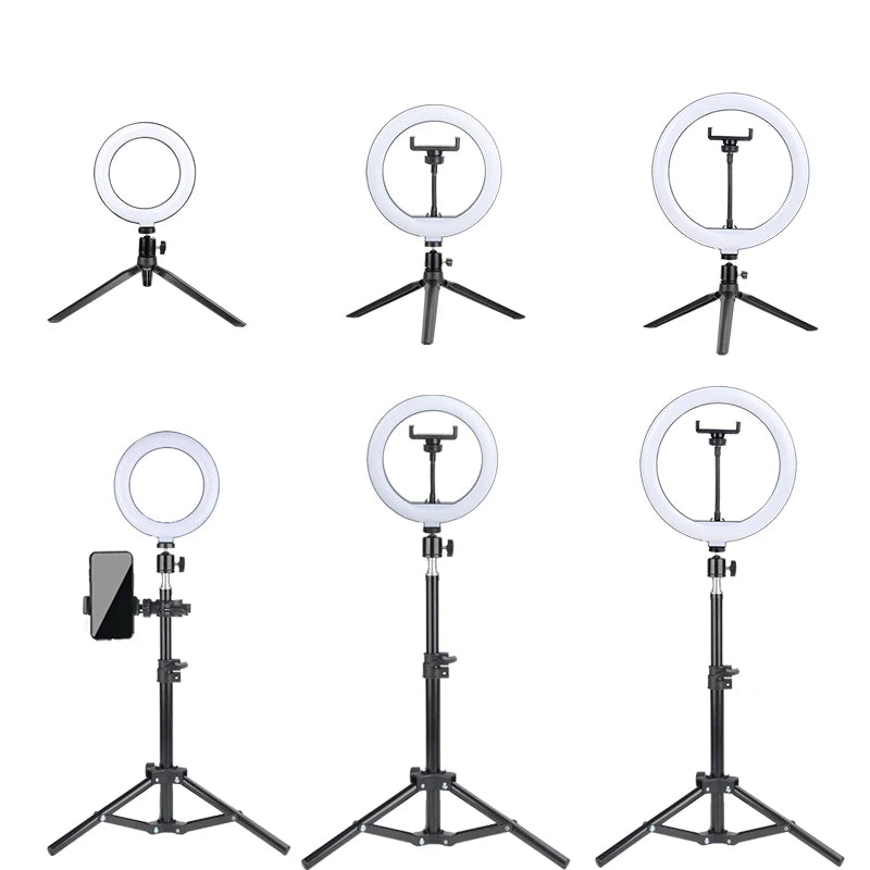 6-12" Selfie Ring Light Photography Led Rim 14 inch Lamp Tripod Stand Ringlight For Live Video Streaming