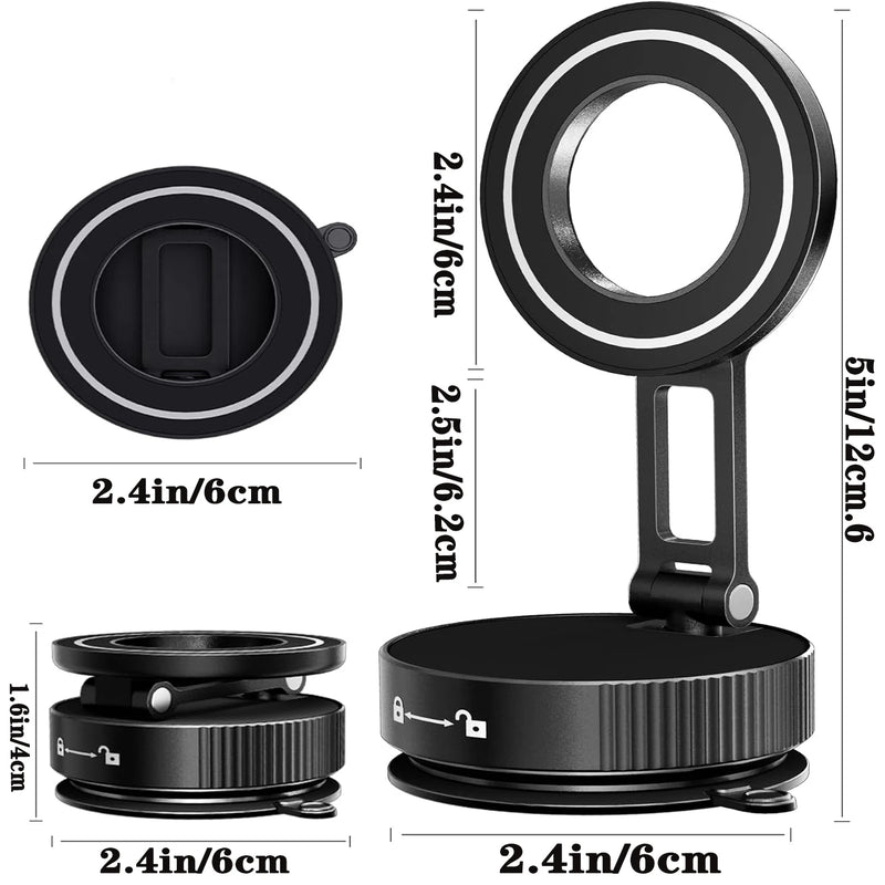 2026 Upgraded Vacuum Magnetic Car Phone Holder 360° Reinforced 96LBS Ultra Suction Cup Phone Mount for MagSafe Cell Phone