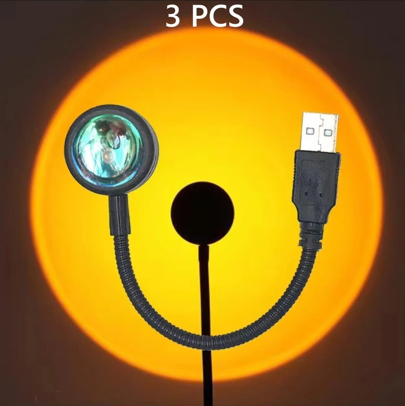 USB Sunset Sunset Ambiance Light Self Photography Light LED Rainbow Neon Night Light Projector Photography Wall Atmosphere Light