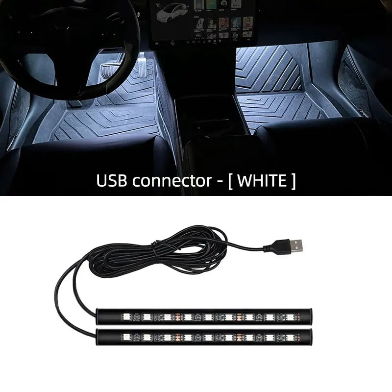 2 in 1 LED Car Neon Light Foot Light LED Interior Decoration Backlight Cigarette Lighter USB Atmosphere Lamp Vehicle Accessories