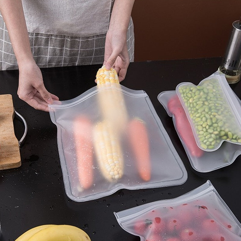Saco de armazenamento de alimentos de silicone reutilizável